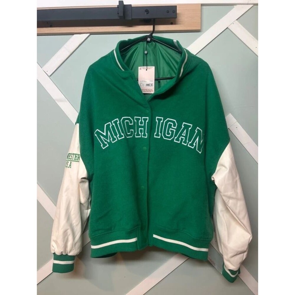 Michigan Varsity jacket size 14 green white